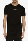 Dolce & Gabbana Black Crewneck T-shirt With Signature Logo In Cotton Man In Black