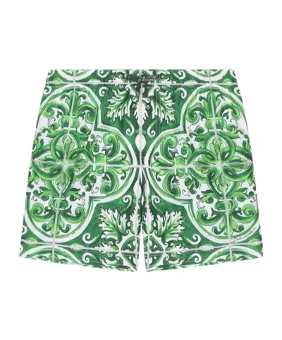 Dolce & Gabbana Kids' Logo Shorts In Green