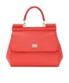 Dolce & Gabbana Medium Sicily Dauphine Leather Bag In Coral