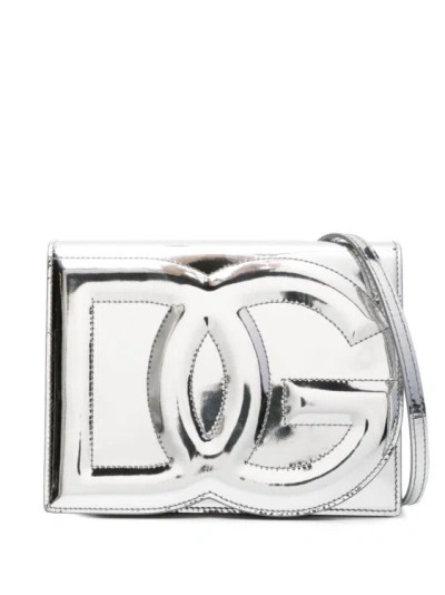 Dolce & Gabbana Logo Shoulder Bag In Silver