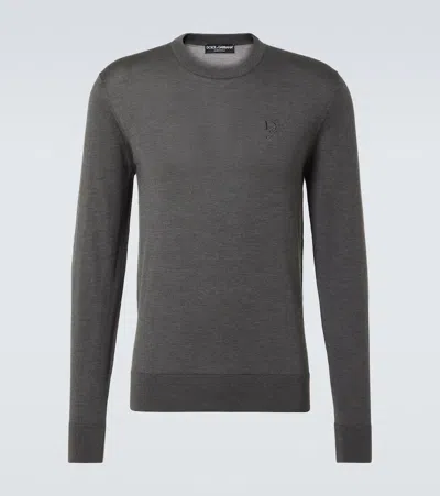 Dolce & Gabbana Logo Silk Sweater In Grey