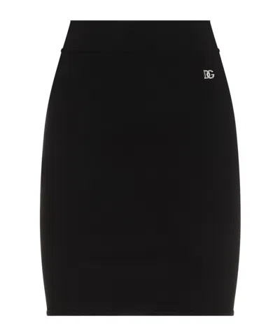 DOLCE & GABBANA DOLCE  GABBANA LOGO PLAQUE HIGH WAIST MINI SKIRT