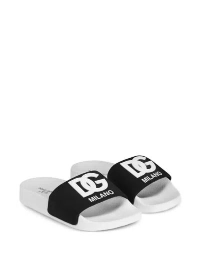 Dolce & Gabbana Kids' Logo Sliders In White