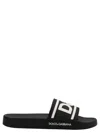 Dolce & Gabbana Rubber Beachwear Sliders With Dg Logo In Black