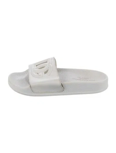 Pre-owned Dolce & Gabbana Babies' Logo Slides In Neutral
