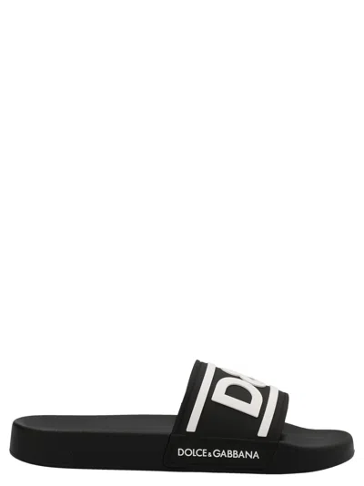 Dolce & Gabbana Logo Slides In White/black