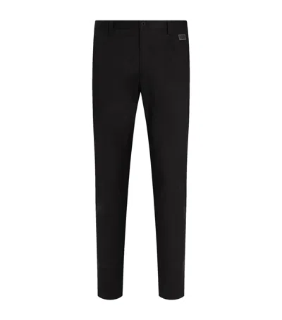 DOLCE & GABBANA LOGO SLIM-FIT TAILORED TROUSERS