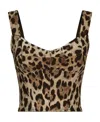 Dolce & Gabbana Leopard-print Charmeuse Bustier Top In Black