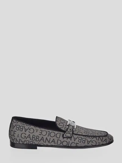 Dolce & Gabbana Loafers With Monogram In Grey