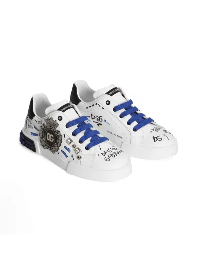 Dolce & Gabbana Kids' Logo Sneakers In White