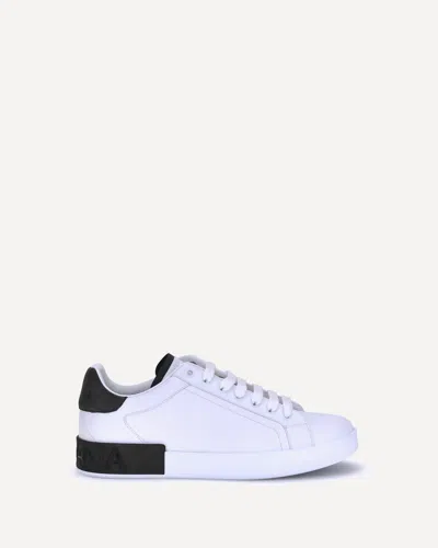 Dolce & Gabbana Portifano Panelled Leather Sneakers In White