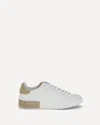 Dolce & Gabbana Portofino Leather Sneakers In White And Tan In White