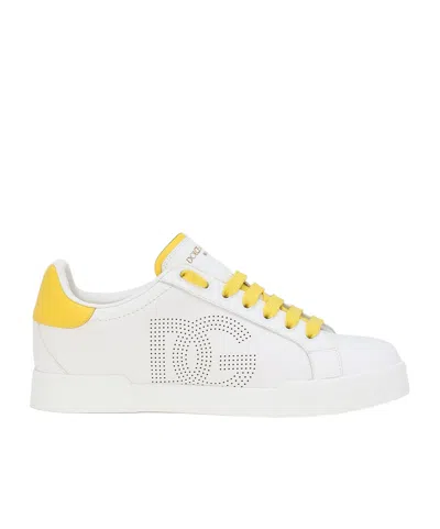 DOLCE & GABBANA DOLCE  GABBANA PORTOFINO DG LOGO PERFORATED SNEAKERS