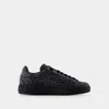 Dolce & Gabbana Logo Spalmato Sneakers - Dolce&gabbana - Canvas - Black In Black