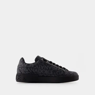 Dolce & Gabbana Logo Spalmato Sneakers - Dolce&gabbana - Canvas - Black