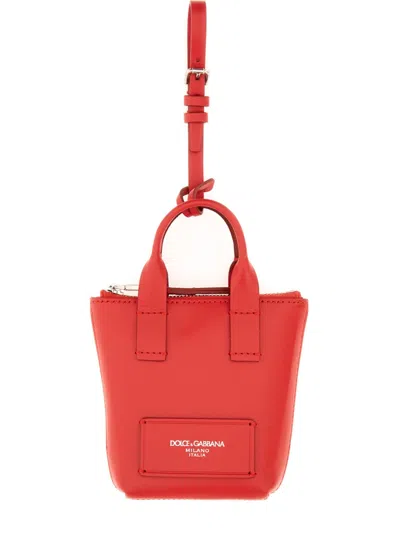 Dolce & Gabbana Logo Stamp Minibag Charm In Red