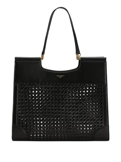 Dolce & Gabbana Logo-stamp Tote Bag In Black