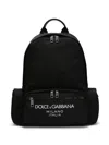 Dolce & Gabbana Sleek Black Backpack With Prominent White Logo Print In Black