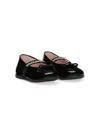 Dolce & Gabbana Logo-strap Bow Ballerina Shoes In Black