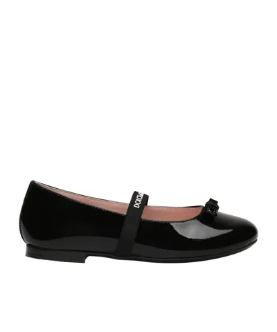 DOLCE & GABBANA DOLCE  GABBANA KIDS LOGO-STRAP BOW BALLERINA SHOES
