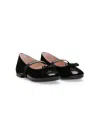 Dolce & Gabbana Logo-strap Bow Ballerina Shoes In Blue