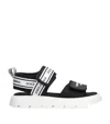 Dolce & Gabbana Kids Logo Velcro Sandals In Black