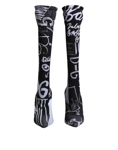 Dolce & Gabbana Logo Stretch Boot In Black