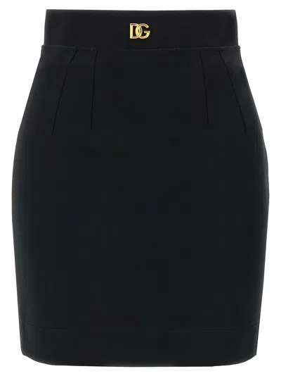 Dolce & Gabbana Logo Stretch Skirt Skirts In Black