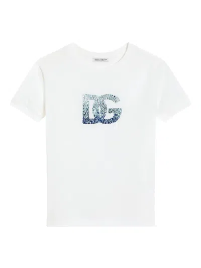 Dolce & Gabbana Kids' Logo-studded T-shirt In White