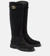 DOLCE & GABBANA LOGO SUEDE KNEE-HIGH BOOTS