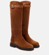 Dolce & Gabbana Logo Suede Knee-high Boots In Braun