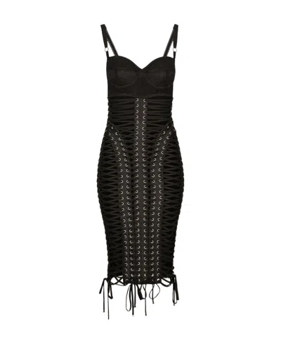 Dolce & Gabbana Logo Suspender Dress In Black