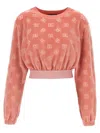 Dolce & Gabbana Short Chenille Jacquard Sweatshirt With Jacquard Dg Logo