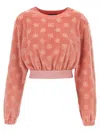 Dolce & Gabbana Short Chenille Jacquard Sweatshirt With Jacquard Dg Logo In Pink