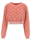 Dolce & Gabbana Short Chenille Jacquard Sweatshirt With Jacquard Dg Logo In Pink