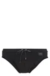 Dolce & Gabbana Black Swim Brief With Metallic Dg Logo In Stretch Polyamide Man