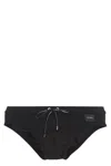Dolce & Gabbana Black Swim Brief With Metallic Dg Logo In Stretch Polyamide Man In Black