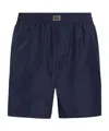 Dolce & Gabbana Short Swim Trunks With Logo Plaque In Black