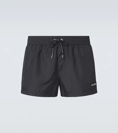 Dolce & Gabbana Logo Swim Trunks In Black
