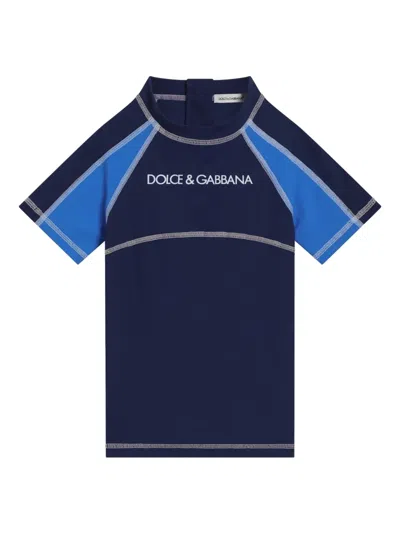 Dolce & Gabbana Kids' Logo Swimsuit In Blue