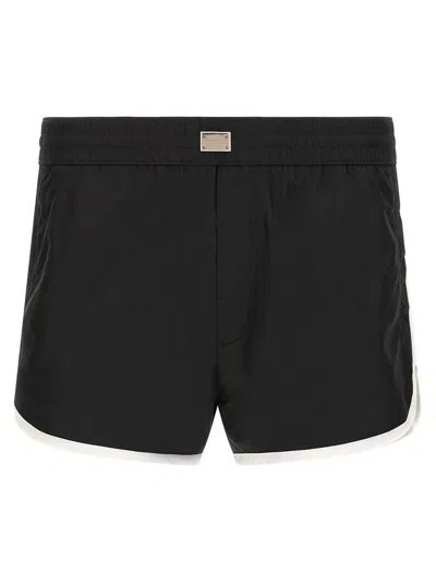 Dolce & Gabbana Men Logo Swimsuit In Black