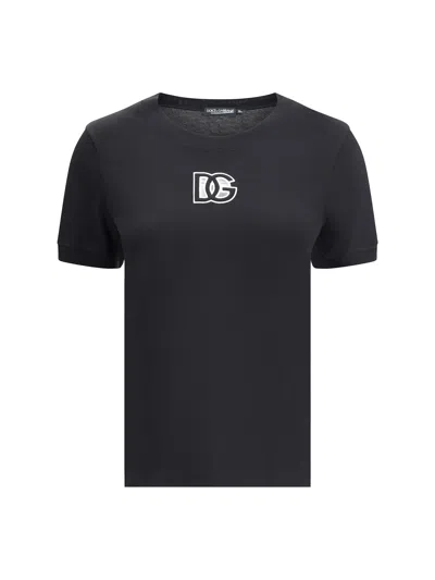 Dolce & Gabbana Jersey T-shirt With Dg Logo Embroidery In Black