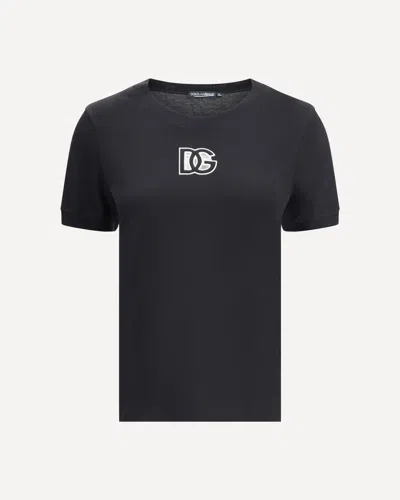 Dolce & Gabbana Jersey T-shirt With Dg Logo Embroidery In Black