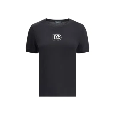Dolce & Gabbana Jersey T-shirt With Dg Logo Embroidery In Black