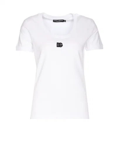 Dolce & Gabbana Logo T-shirt In Bianco Ottico