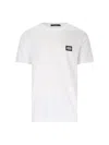 Dolce & Gabbana White Crewneck T-shirt With Logo Plate In Cotton Man In White