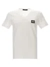Dolce & Gabbana V-neckline Short Sleeves Logo T-shirt In White