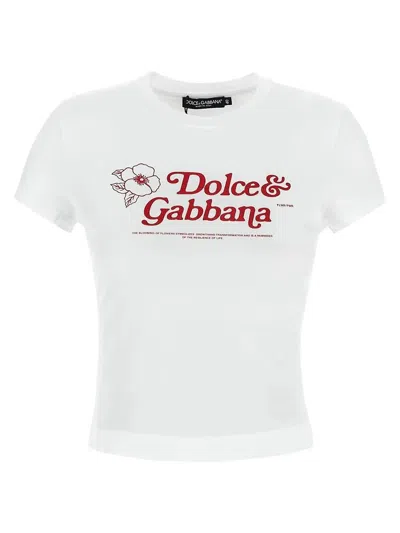 Dolce & Gabbana Logo-print Cotton-blend T-shirt In White