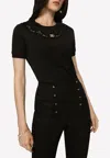 Dolce & Gabbana Logo T-shirt With Lace Openwork In Black