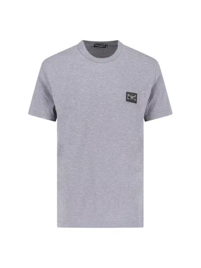 Dolce & Gabbana Logo T-shirt With Plaque In Gray